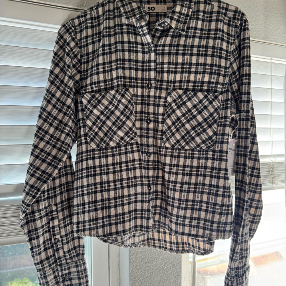 NWT!! SO Black and White Plaid Shirt